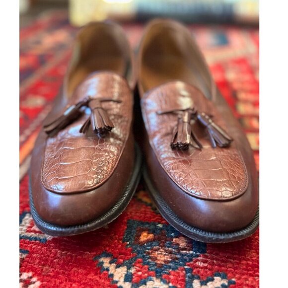 Peter Huber Genuine Ostrich Tassel Loafers Men’s 12 Narrow Made in Spain main image 10